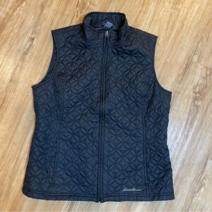 Eddie Bauer Womens Black Quilted Circle Pattern Full Zip Vest. M